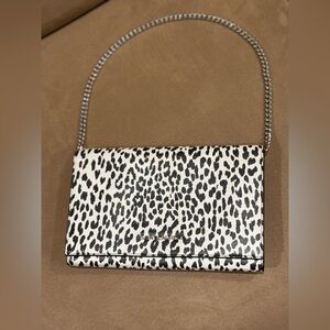 Saint Laurent Leopard Print silver Chain Shoulder Bag